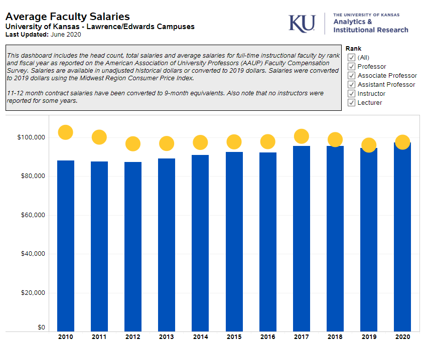 Snapshot of Faculty Salaries dashboard