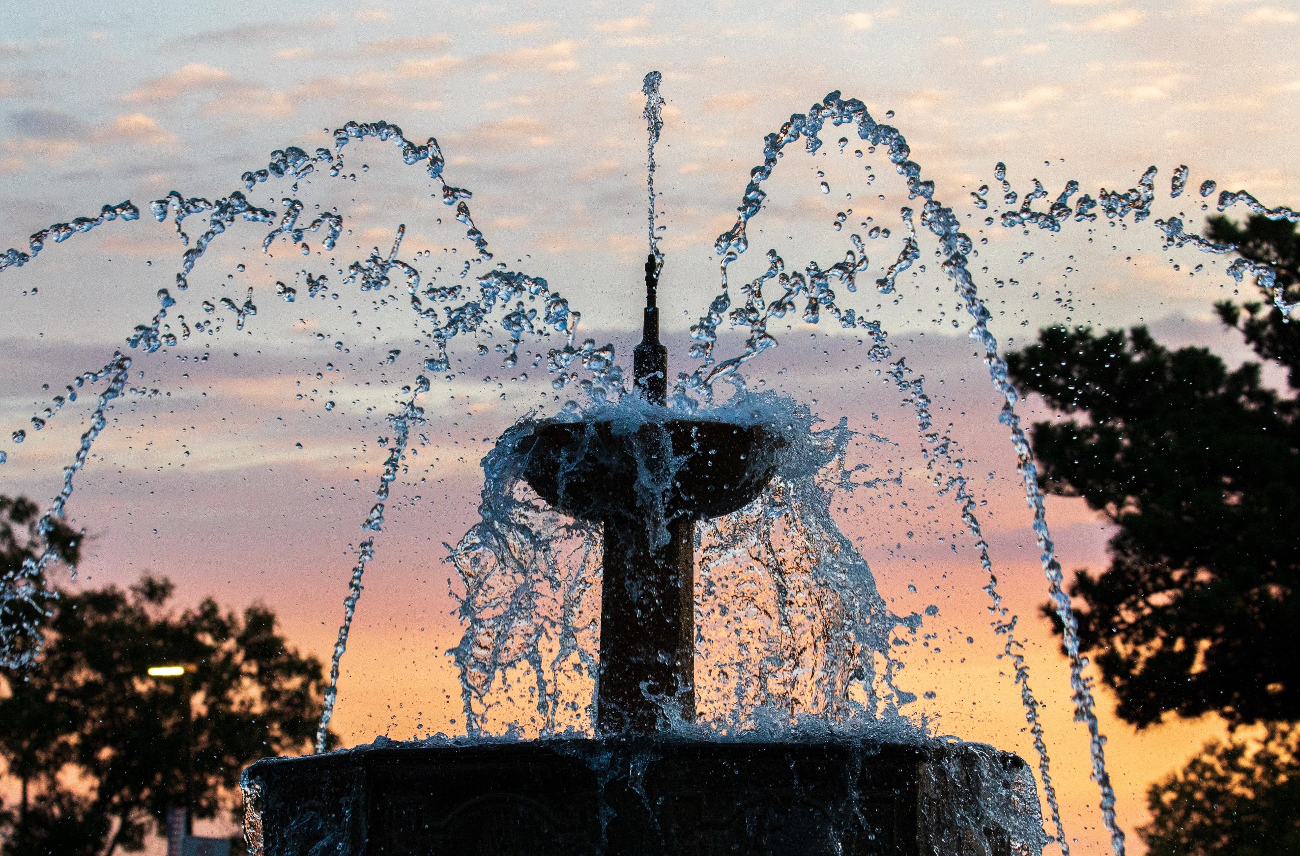 Fountain at sunset