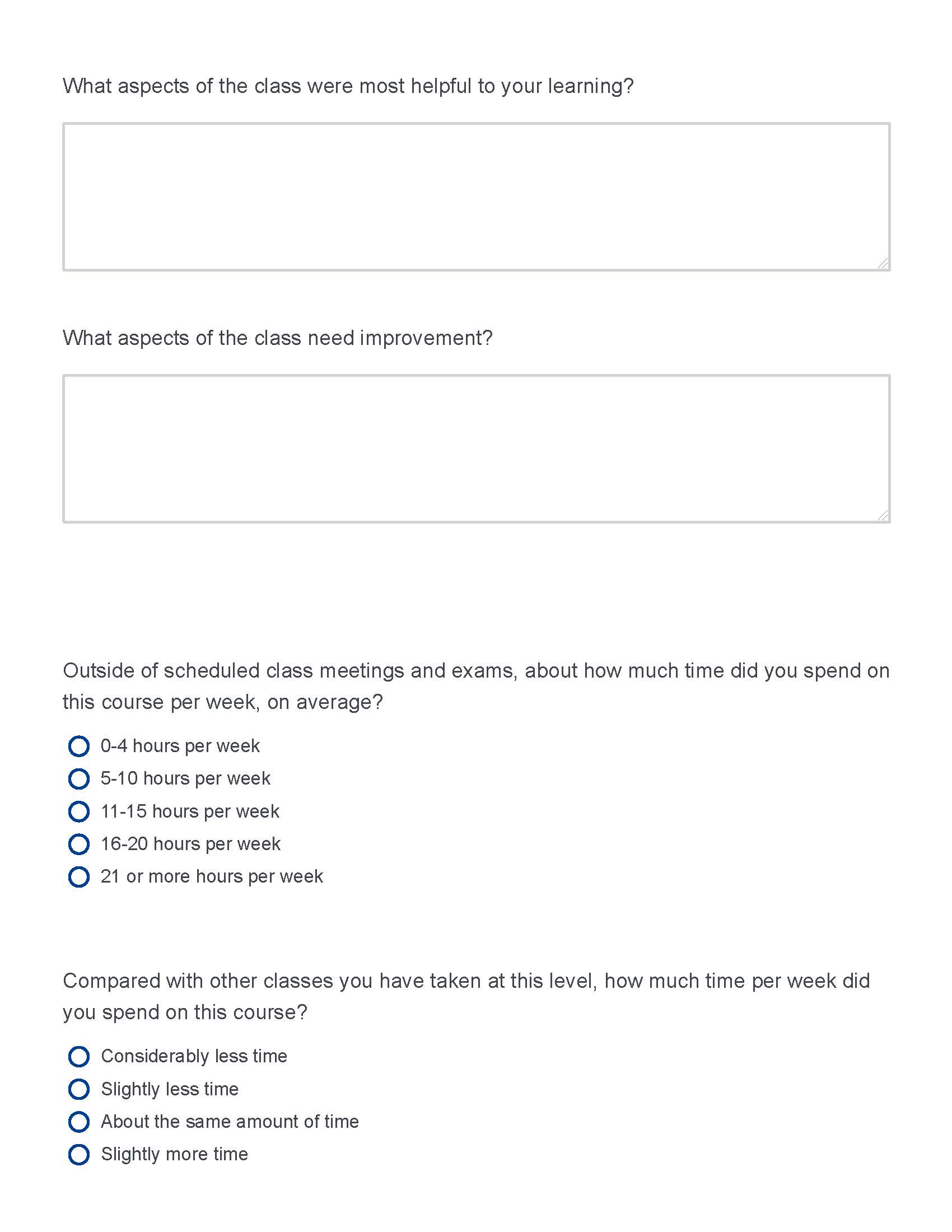 Course Survey page 2